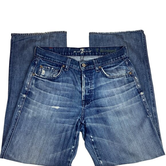 7 For All Mankind  Relaxed WIDE LEG  Jeans Womens 29 Medium Wash Denim 100% Cott - Picture 8 of 12